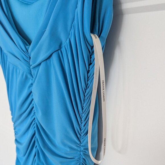 Frank Lyman, Rushed, bodycon, cocktail, midi dress, blue, Size 4 - Picture 2 of 13